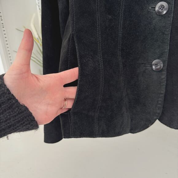 Vintage 90s Wilsons Leather Maxima Black Suede Jacket Blazer Size L - Picture 3 of 5